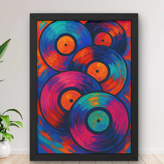 2x Musik Poster Vinyl  farbenfrohe Schallplatten Kunst  Fauvismus oder Pop-Art